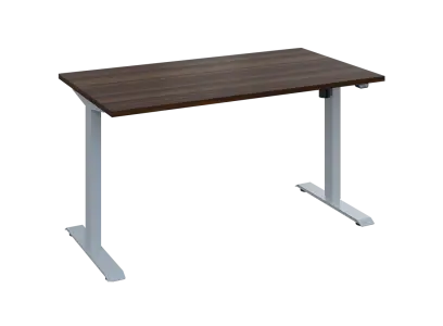 Flexi 28-14 výškově nastavitelný stůl, kovová podnož stříbrná, deska 25 mm, široký 1400 mm, ořech královský